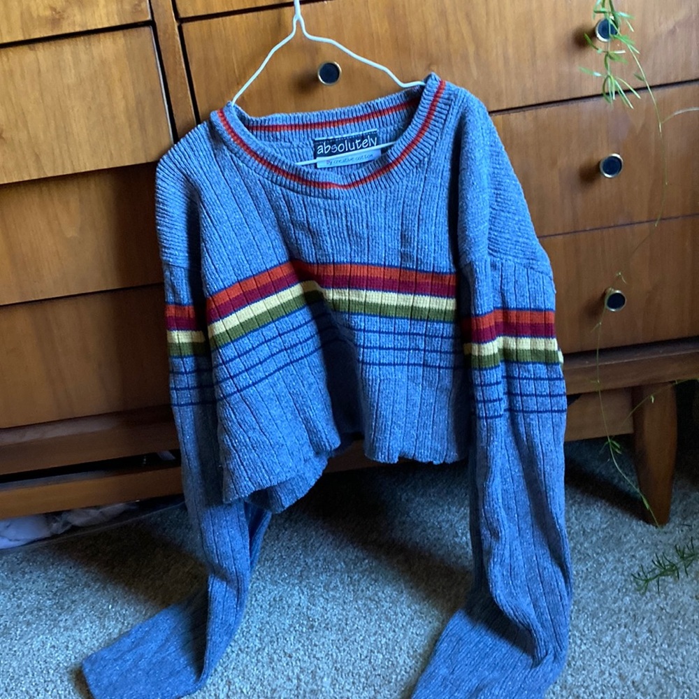 Cropped Vintage Rainbow Sweater